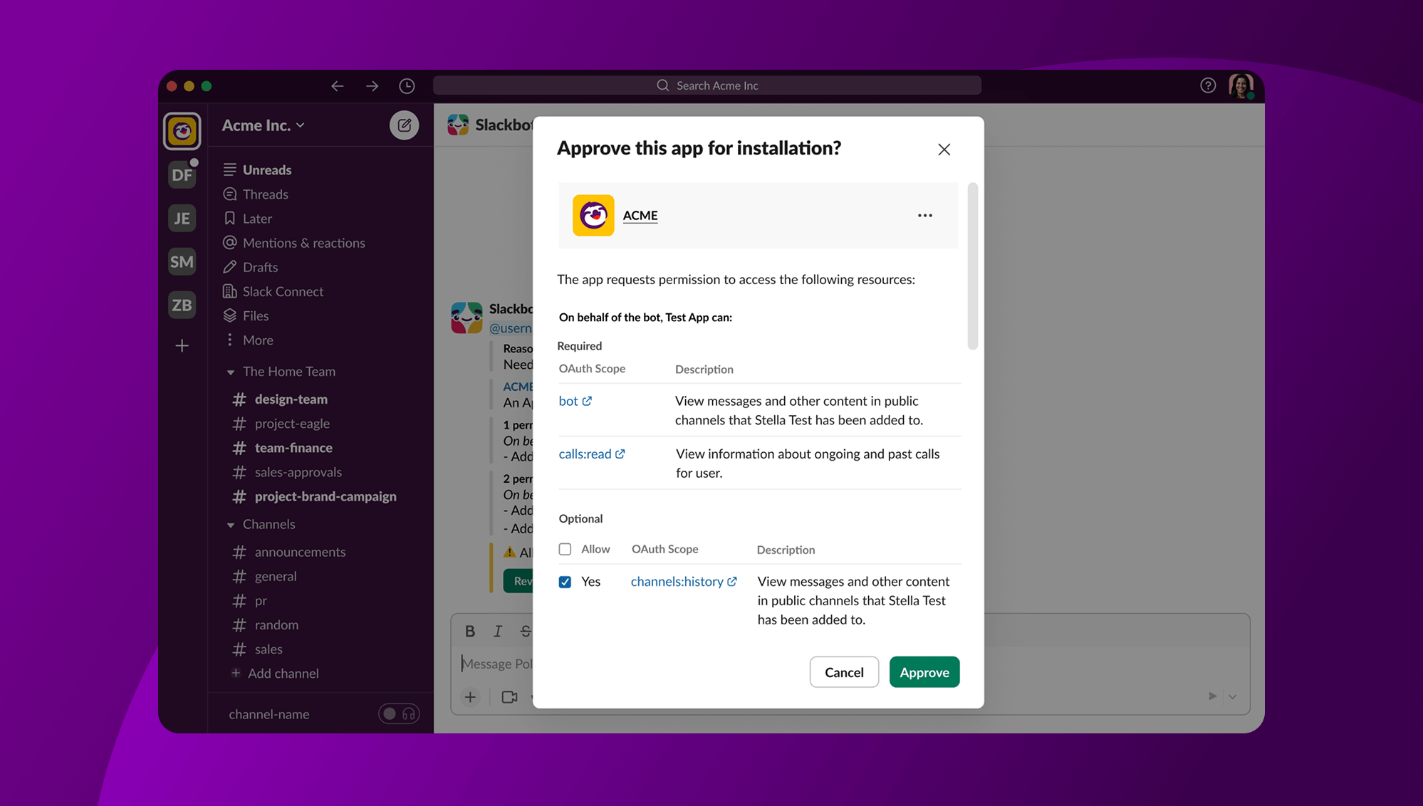 Give users the power to choose: introducing optional scopes for Slack apps