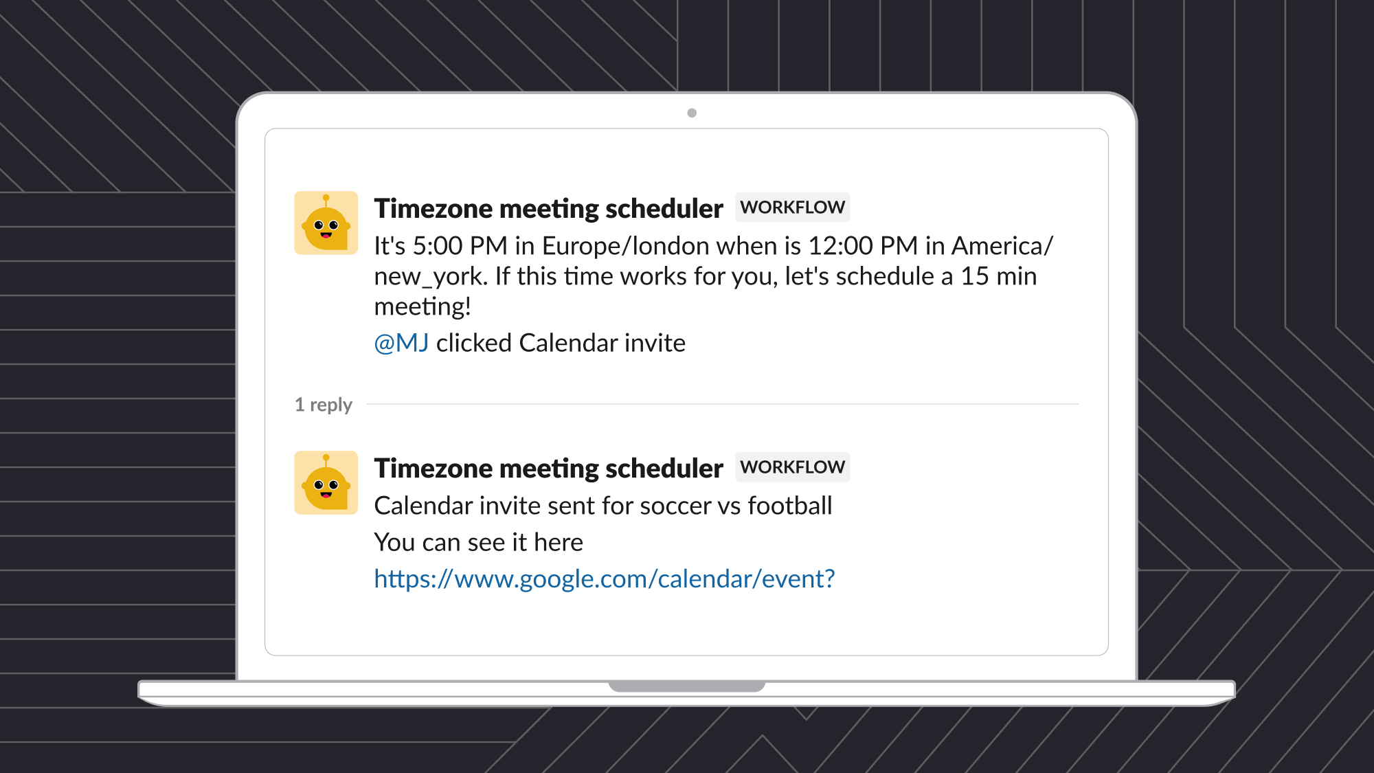 Custom functions in Workflow Builder: Scheduling meetings across time zones