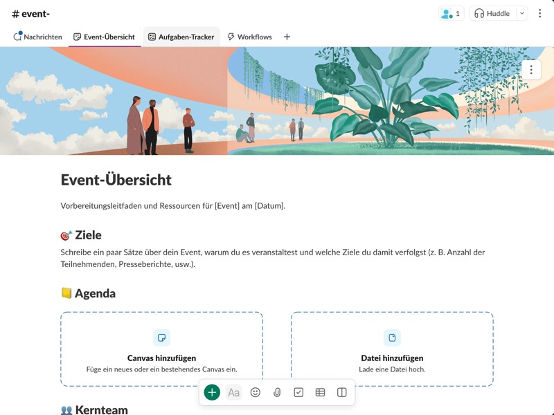 Bereite dich besser auf Events vor. Schreibe die Kurzinfo, trage die Aufgaben in den Tracker ein und sprich in Echtzeit mit dem Team. 