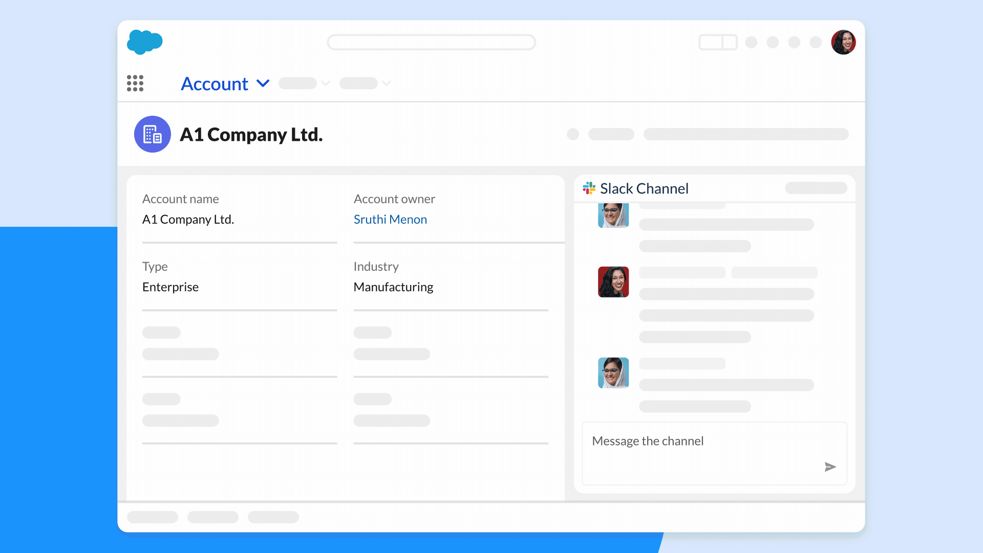 A GIF showing how teams can communicate with each other regardless of whether they’re in Salesforce or Slack.