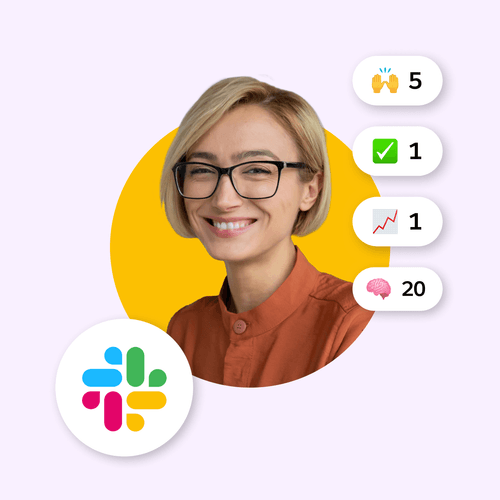 Slack vs Line Works, symbolized by reaction emojis next to an avatar.