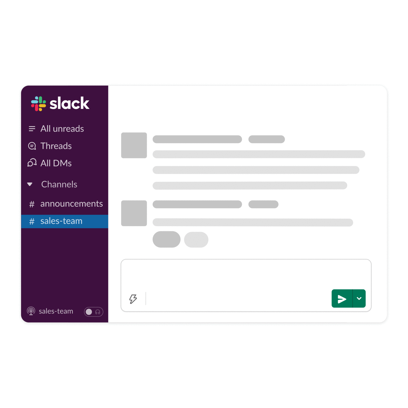A demo of a huddle in Slack