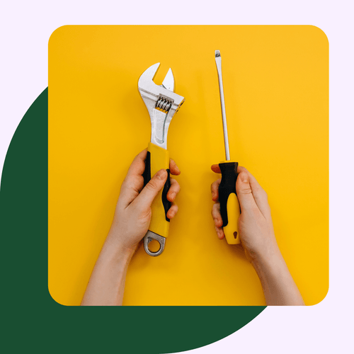 ai in crm, symbolized by a screwdriver and a wrench
