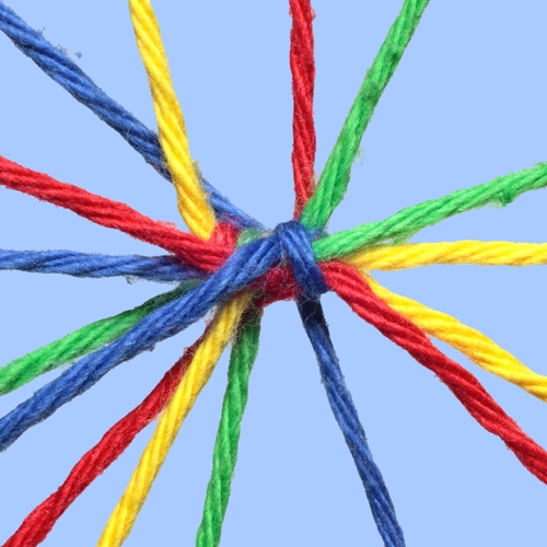 multi-colored strands of yarn, symbolizing customer connection