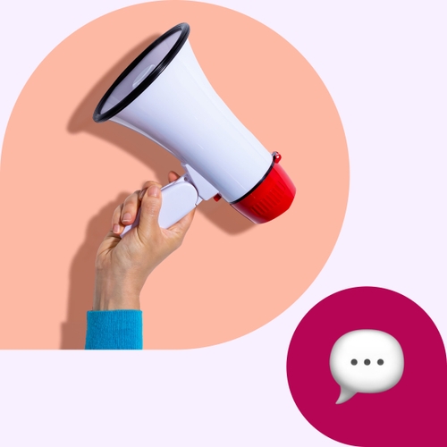A megaphone and a speech bubble, symbolizing effective communication skills.