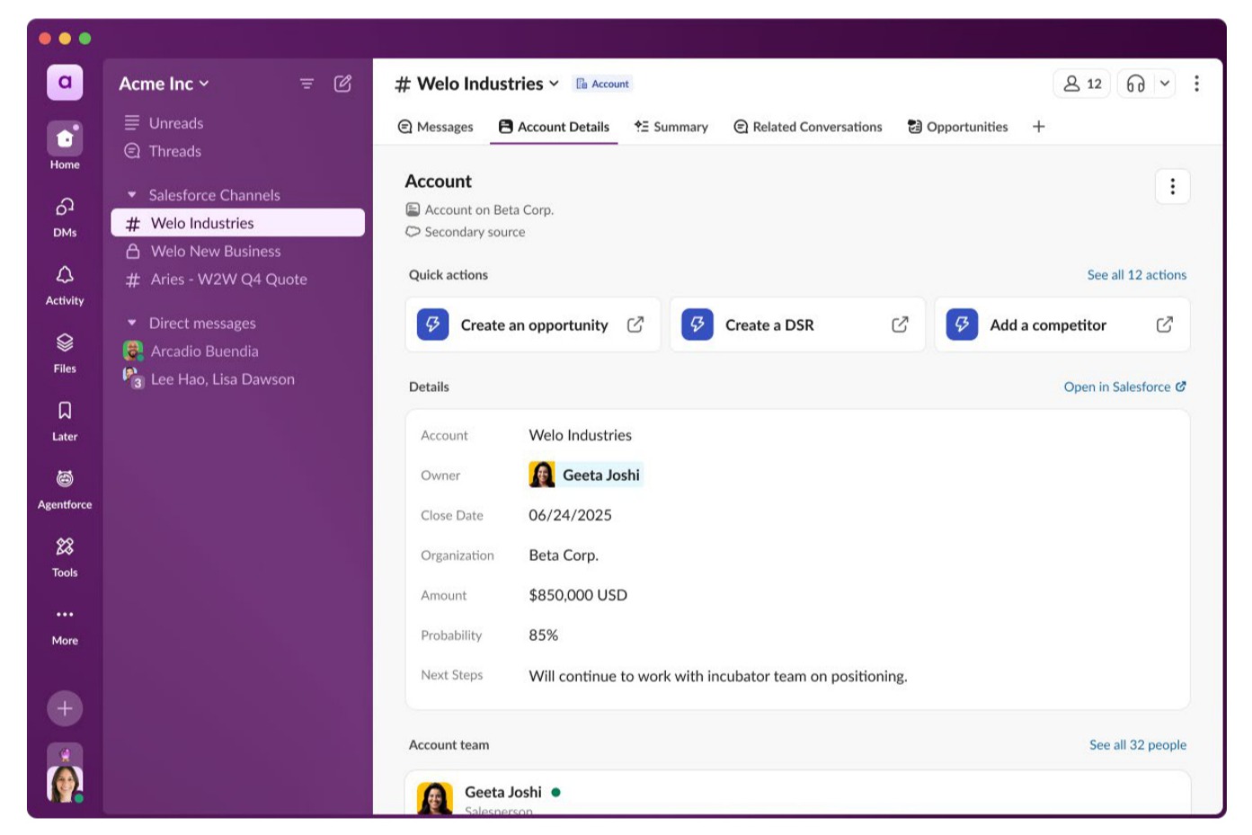 Slack integrations and apps interface
