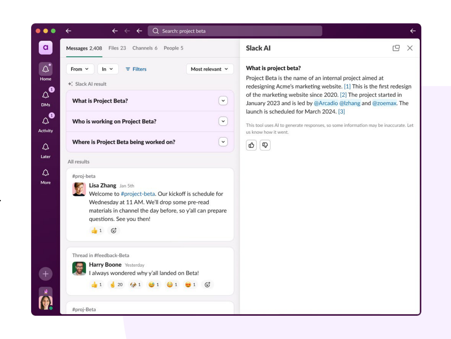 Slackbot AI agent interface screenshot