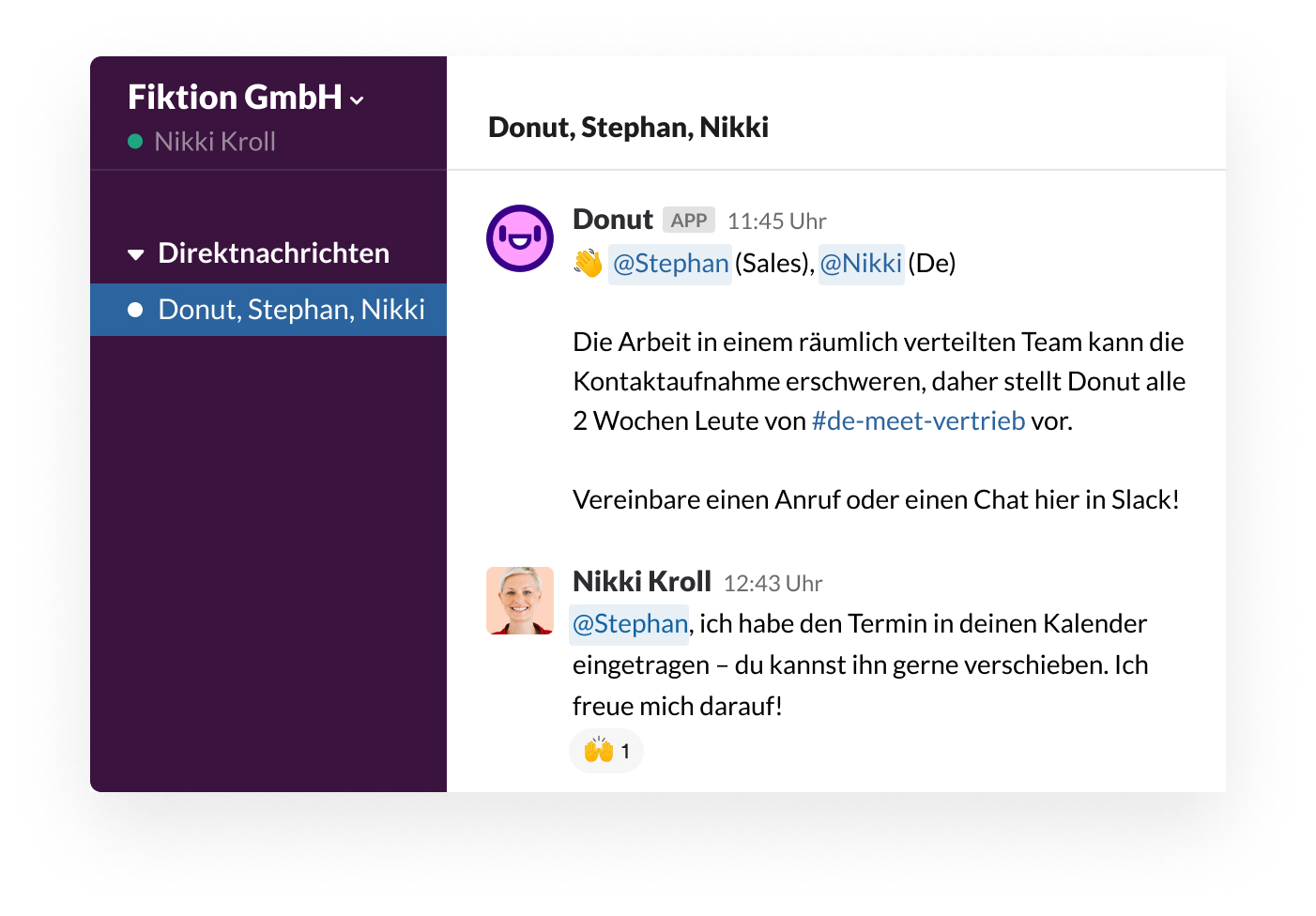 Kontakt zu neuen Teammitgliedern mit der Donut-App automatisch herstellen