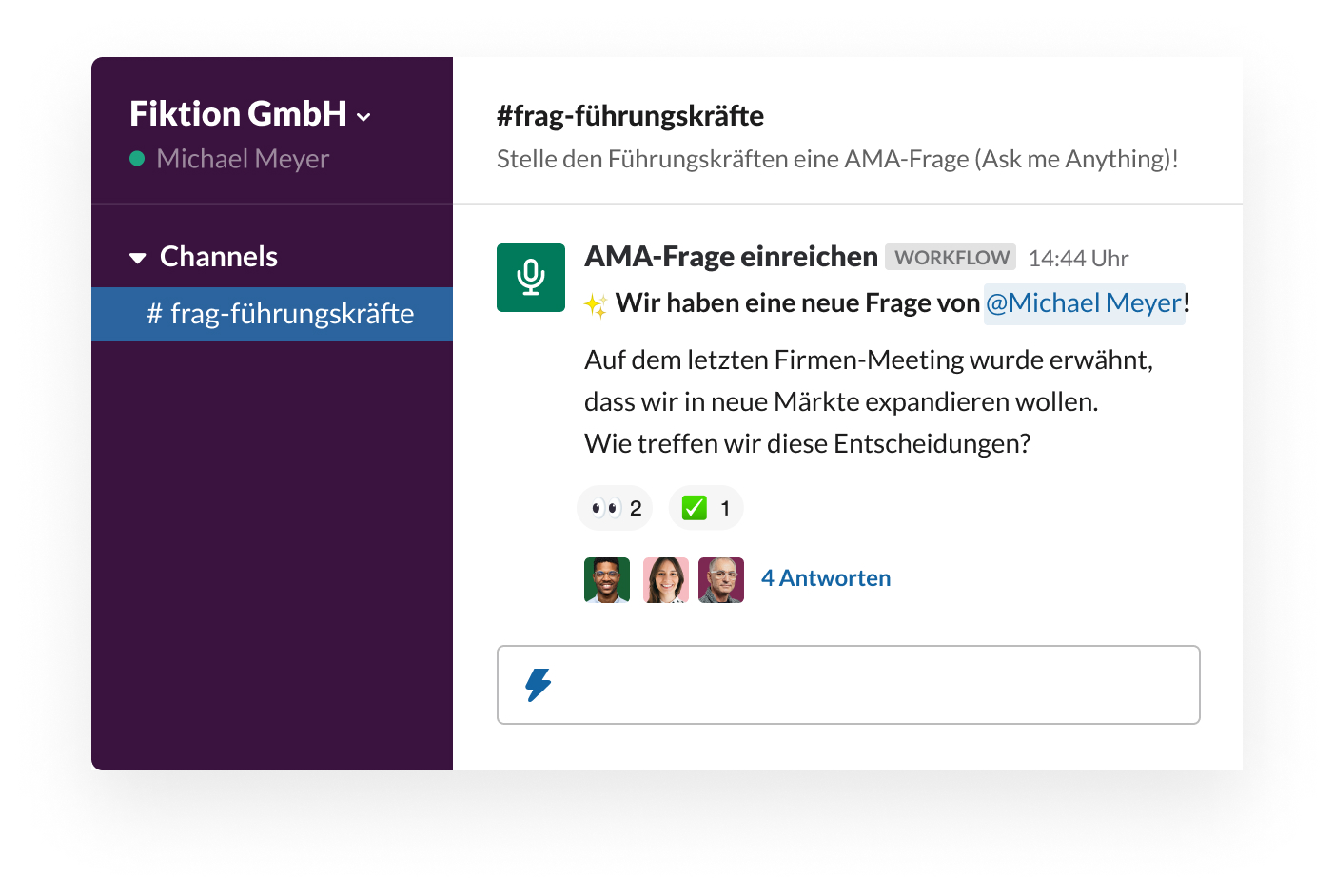 Austausch mit Führungskräften in „Ask-Me-Anything“-Sitzungen