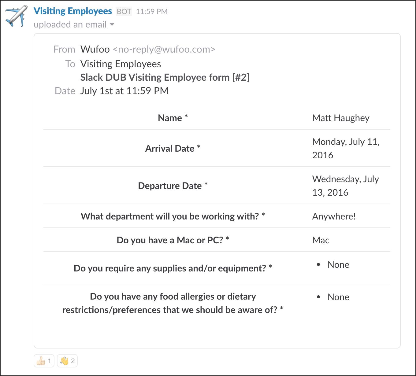 visiting employees form