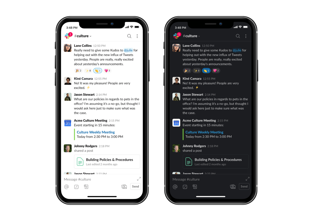 Slack mobile dark mode