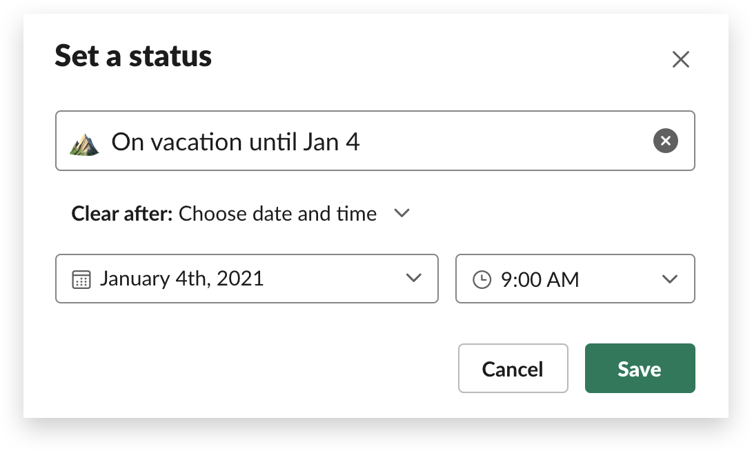 Impostare uno stato su Slack
