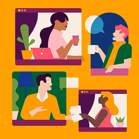 Team members communicating virtually