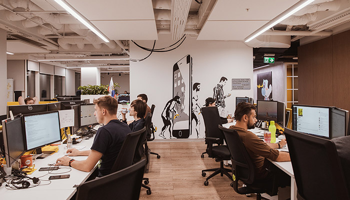 Employees working in Tinkoff office