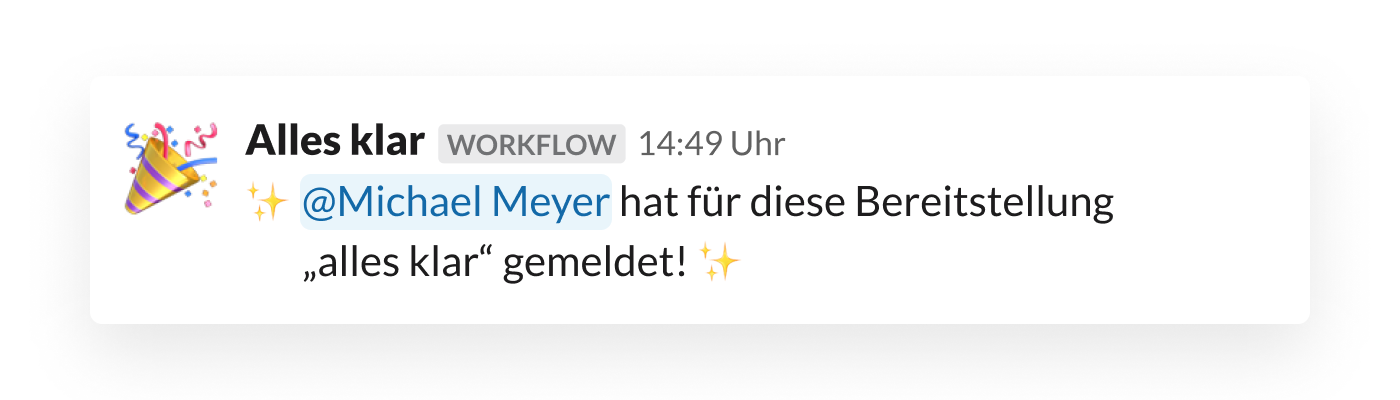 Ein mit Workflow-Builder erstellter automatischer Hinweis zur Code-Erstellung