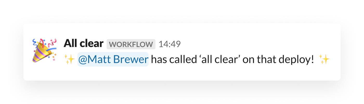 An automated code build alert created with Workflow Builder