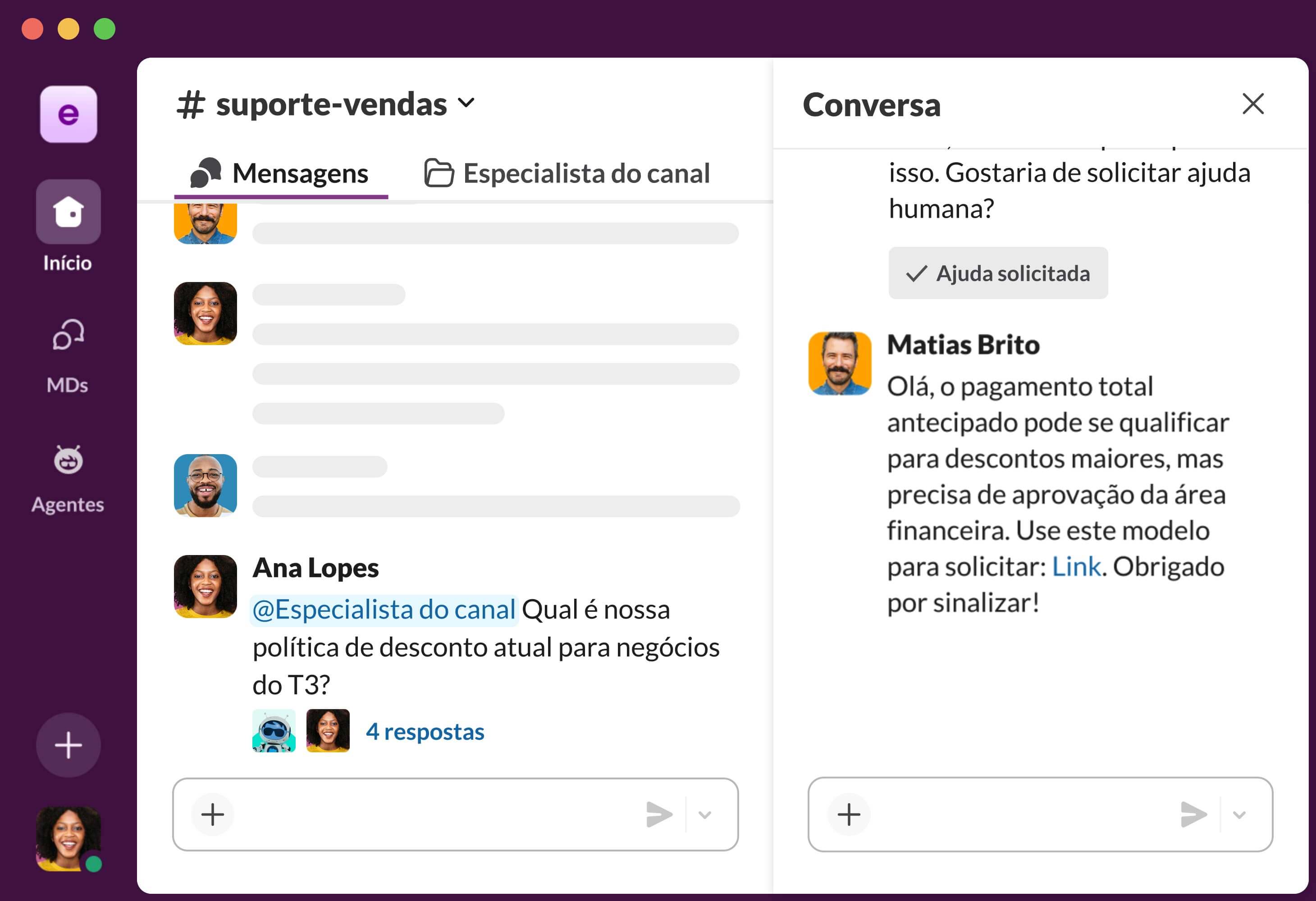image showing the UX of Slack's Channel Expert assistant