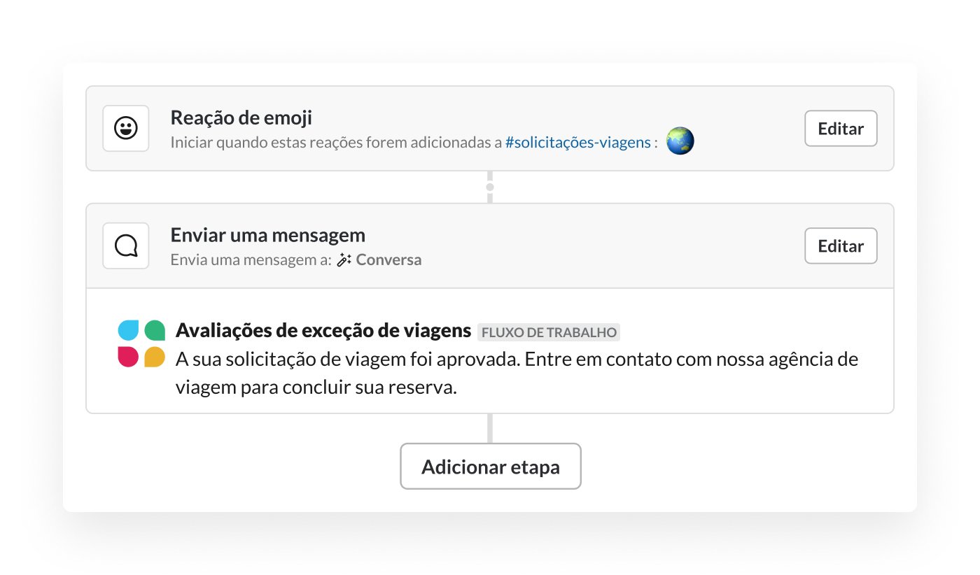 Um fluxo de trabalho que é iniciado com um emoji