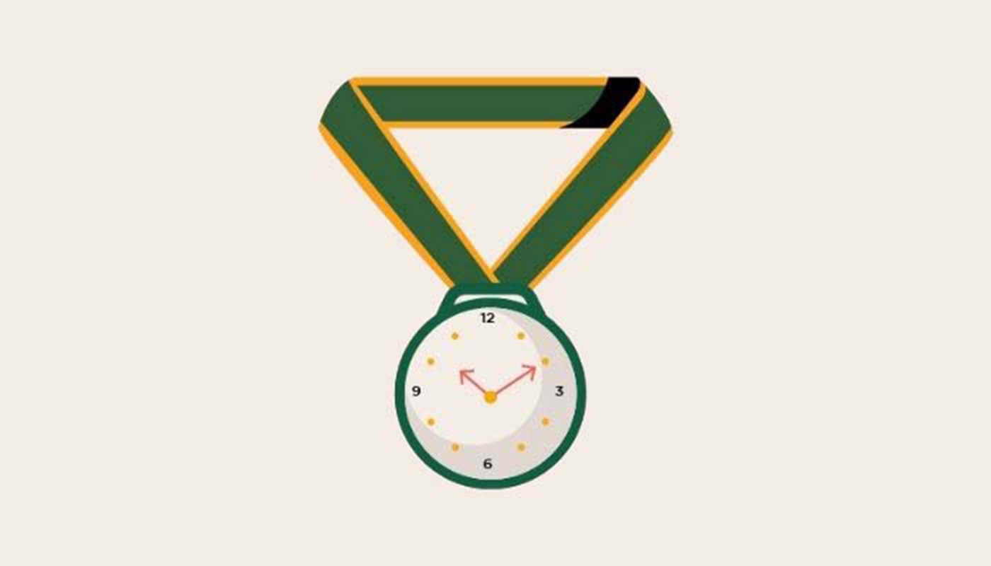 Medal with stopwatch on it