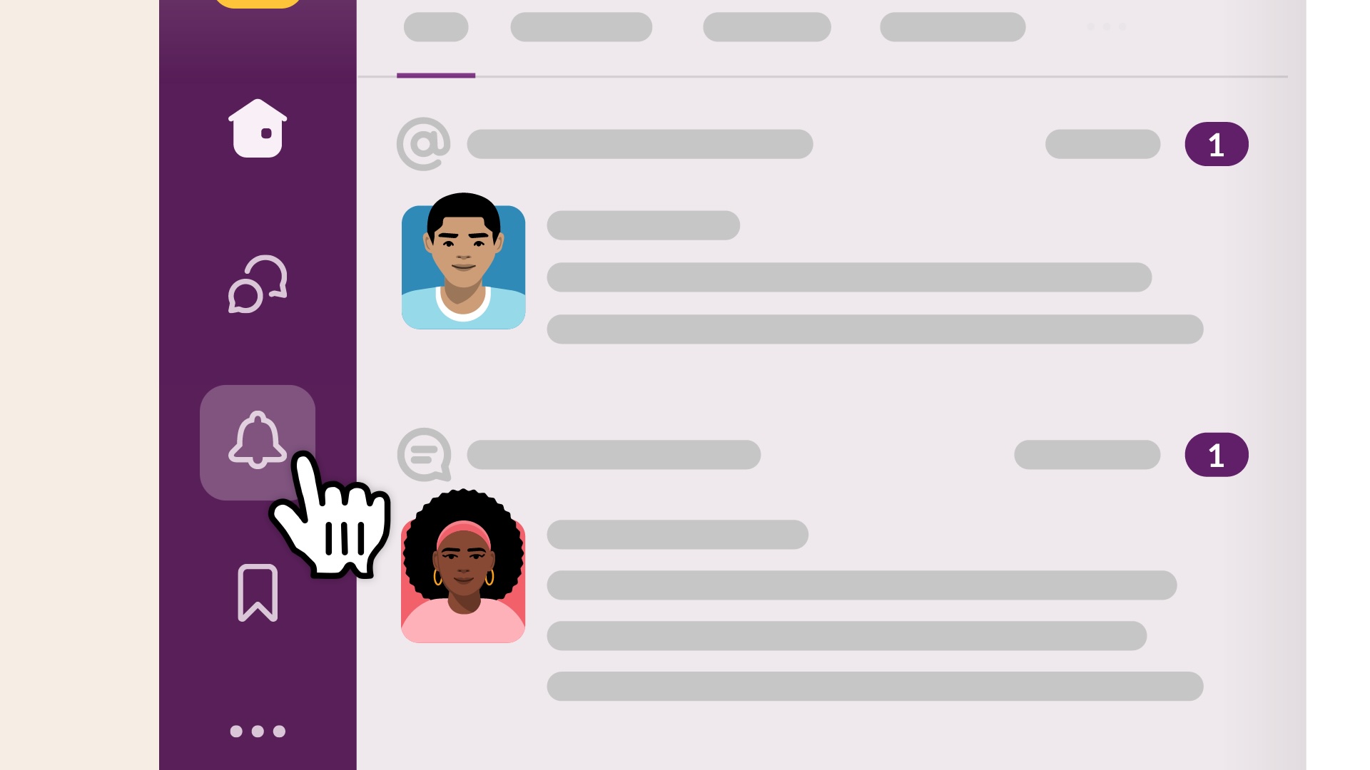 Slack の通知を表示する方法を示すスクリーンショット