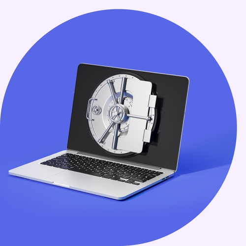 Laptop with turn lock representing security and trust.