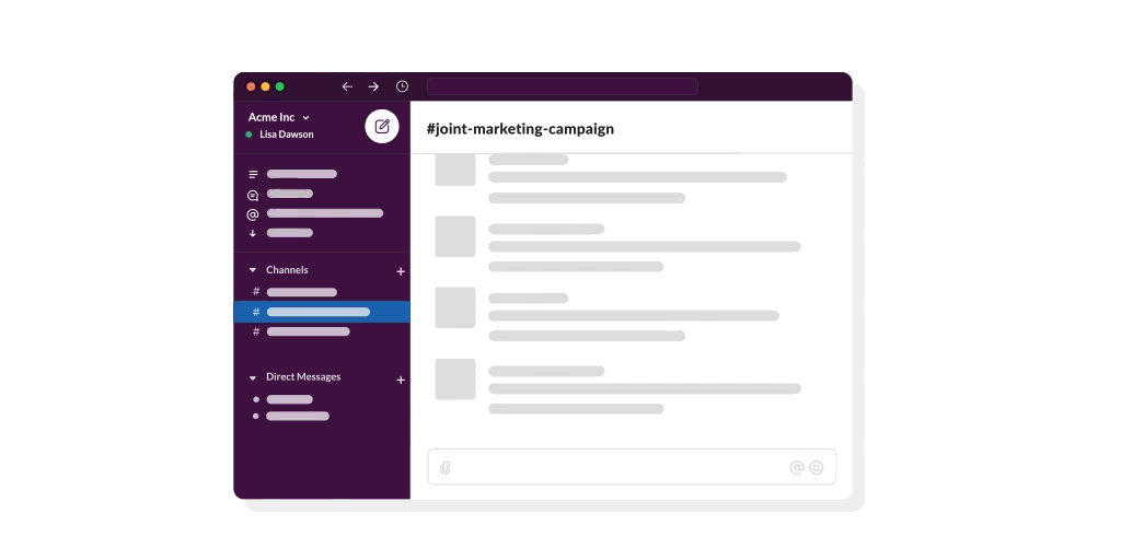 Mitglieder mehrerer Organisationen arbeiten innerhalb eines Slack-Channels zusammen