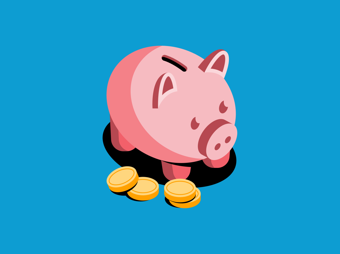 Illustrated image of a piggy bank next to a few coins representing unrealized value.