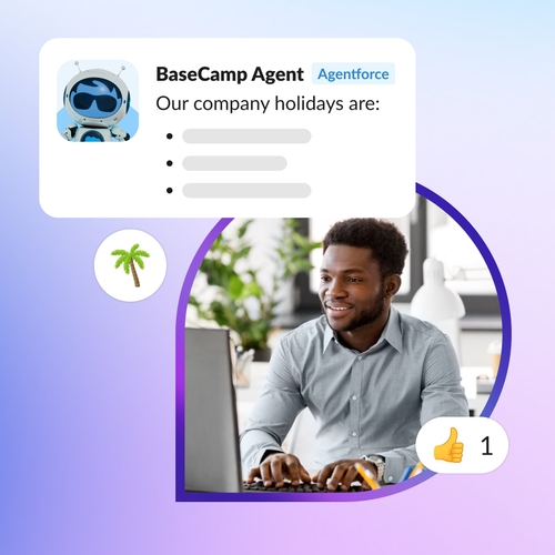 Support person on computer interacting with Agentforce agent.