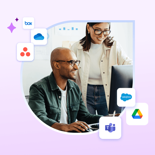Image of two people effortlessly using AI in Slack