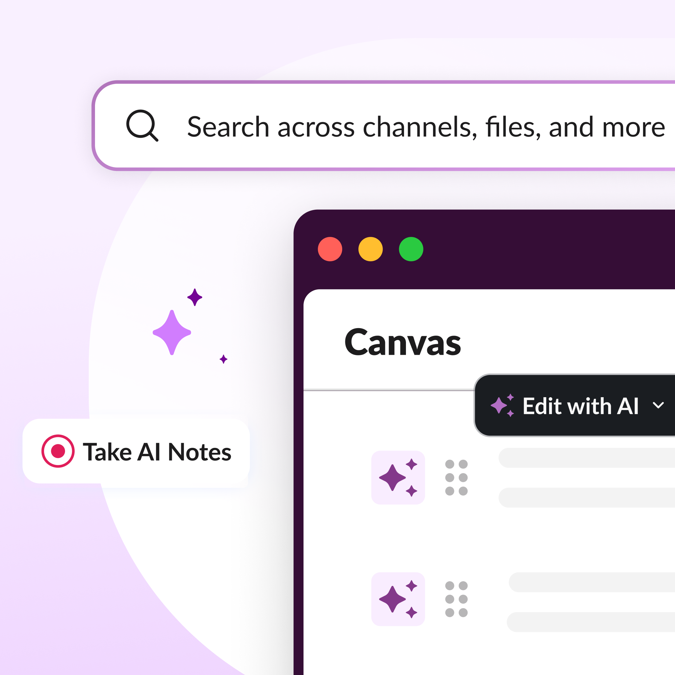 Image showing new AI-powered productivity features from Slack