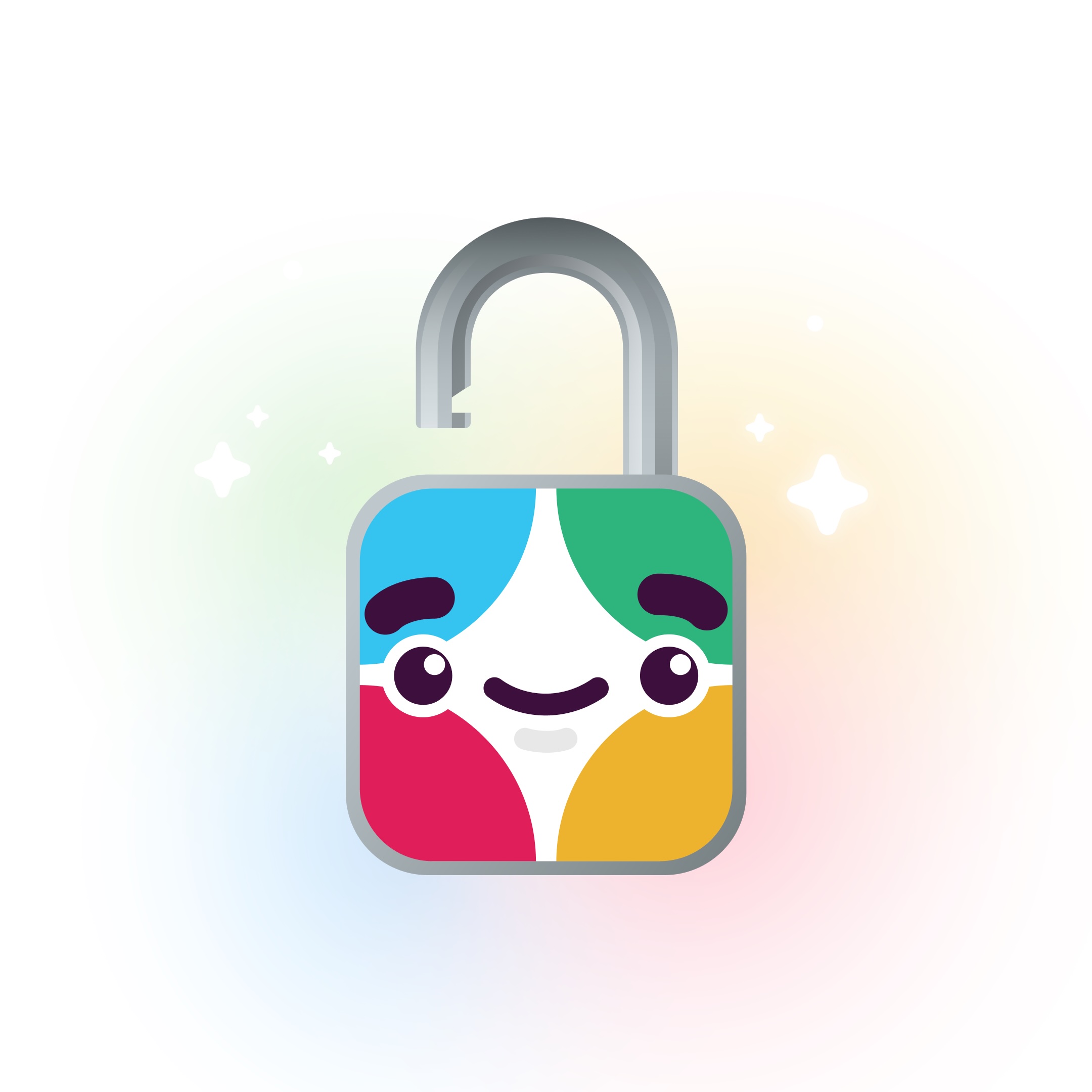 Slackbot character styled as an open padlock
