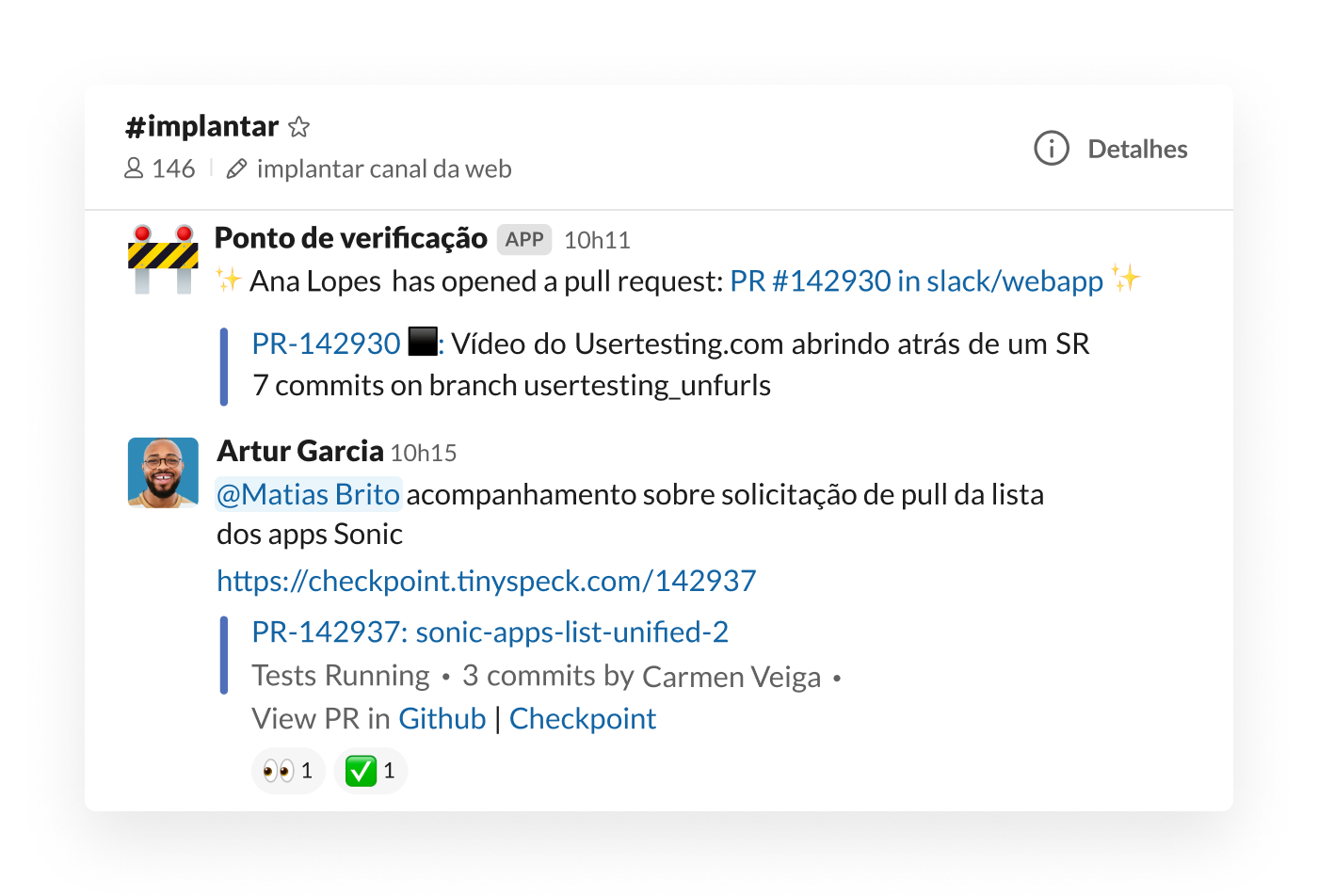 Integração do Checkpoint no Slack para postar solicitações de pull no canal