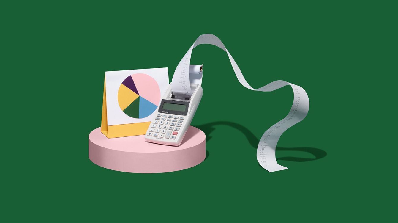 A calculator and graph representing Financial Services