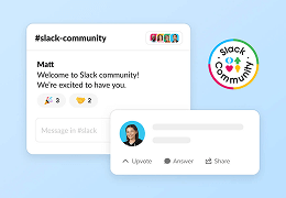 A new member is welcomed into a Slack Community workspace