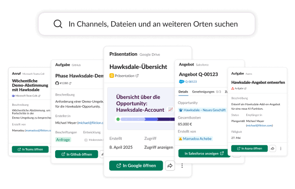 In Channels, Dateien und an weiteren Orten suchen