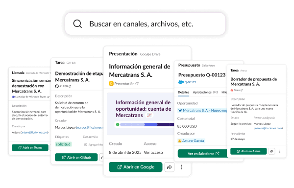 Buscar en canales, archivos, etc.