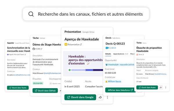 Recherche dans les canaux, fichiers et autres éléments