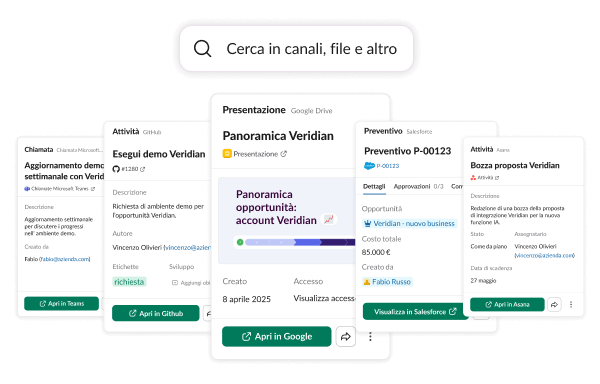 Cerca in canali, file e altro