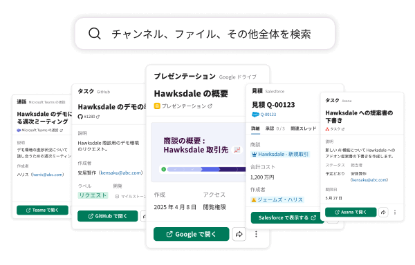 チャンネル、ファイル、その他全体を検索