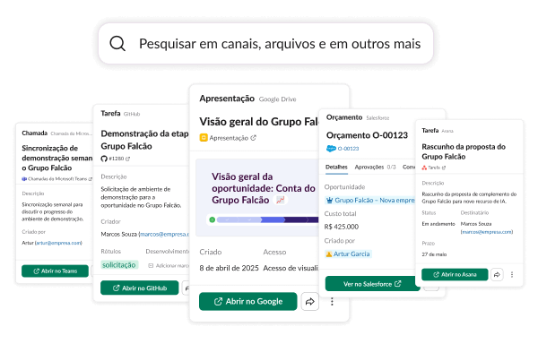 Pesquise em canais, arquivos e muito mais