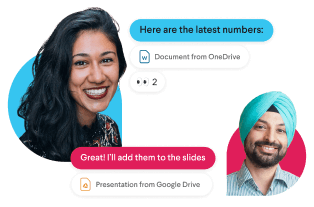 A Slack channel surrounded by people’s profile photos and channel names like 'team design' and 'billing'