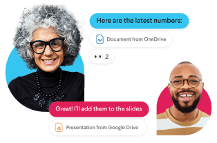 A Slack channel surrounded by people’s profile photos and channel names like 'team design' and 'billing'