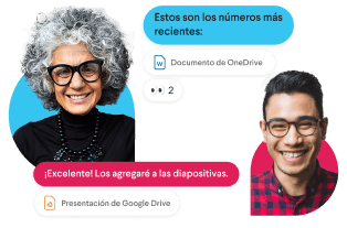 Un canal de Slack rodeado de fotos de perfil de personas y nombres de canal, como "equipo-diseño" y "facturación"