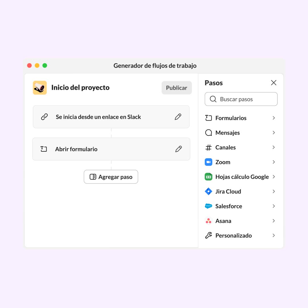 Generador de flujos de trabajo en Slack