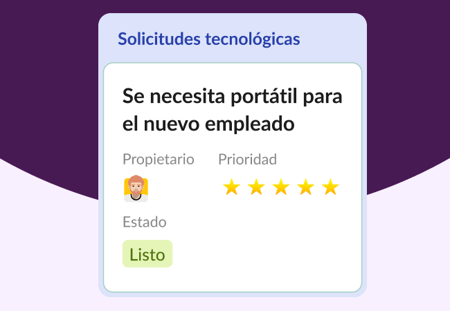 Ejemplo de solicitud entrante para el equipo técnico