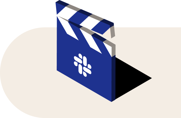 帶有 Slack 標誌的場記板。