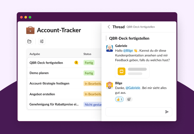 Account-Nachverfolgungsliste für Vertriebsteams