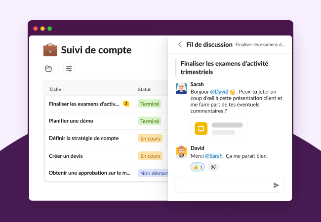 Liste de suivi de compte pour les équipes commerciales