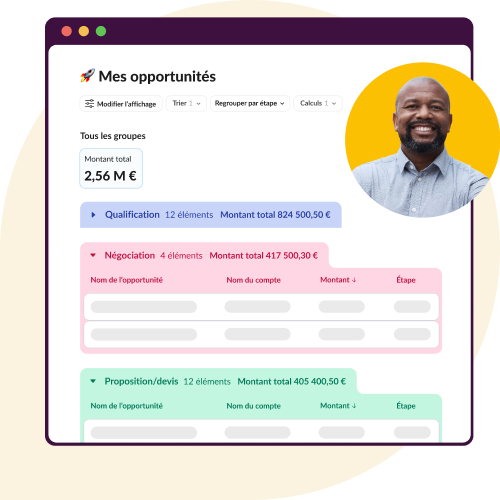 Animation de l’IU Slack : canal des opportunités avec plusieurs rapports générés.