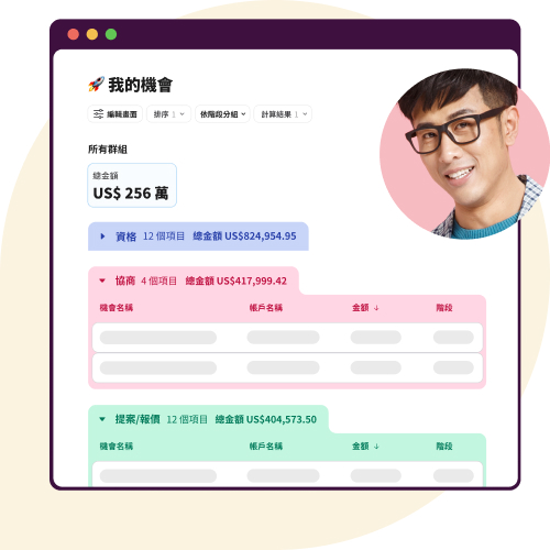 Slack UI 動畫：顯示機會頻道，當中產生多份報告。